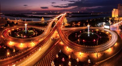 哈尔滨松花江公路大桥夜景