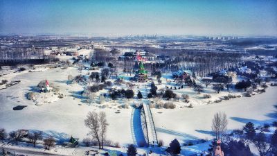 伏尔加庄园冬季雪景航拍