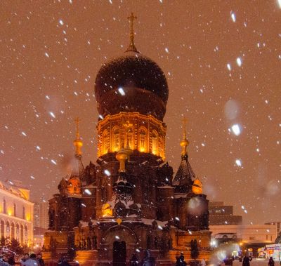 雪夜索菲亚教堂