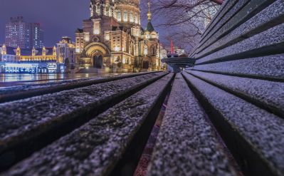 索菲亚教堂雨雪夜色