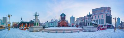 白雪覆盖的索菲亚教堂广场