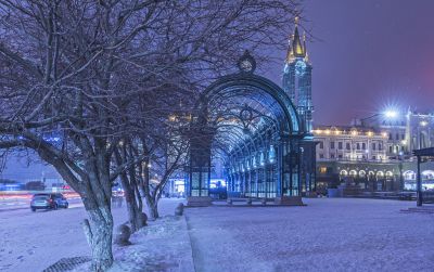 冬季索菲亚教堂广场夜景 