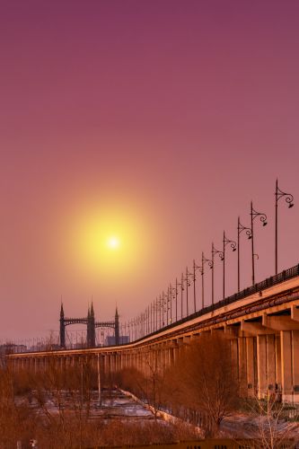 阳明滩大桥夕阳