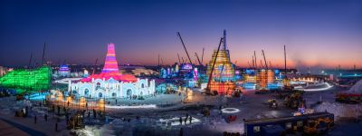 建设中的第二十五届哈尔滨冰雪大世界