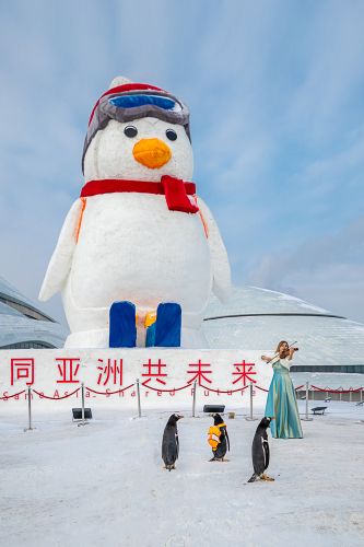 大剧院广场逃学企鹅雪雕落成仪式