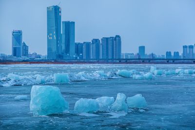 太阳岛江畔的残冰