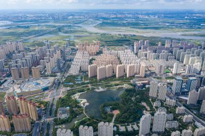 俯瞰哈尔滨城市全景群力新区