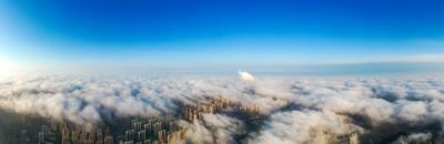 哈尔滨城市上空的云海