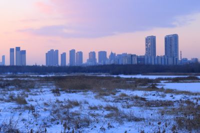 哈尔滨大剧院湿地雪影