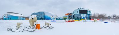 雪中的极地公园广场