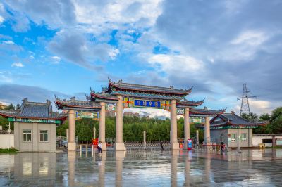 中国亭园初秋风景