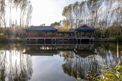 中国亭园秋色