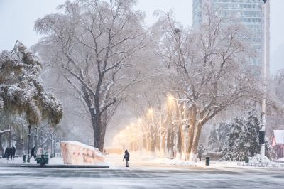 小雪中的松花江边
