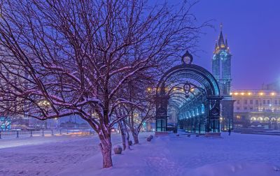 雪中的索菲亚教堂广场夜色1