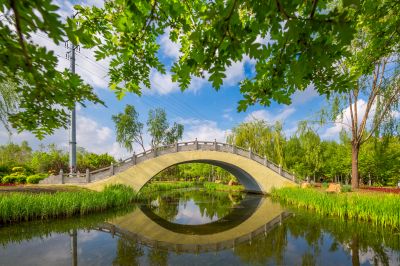 中国亭园的夏日风景2