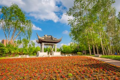 中国亭园的夏日风景2