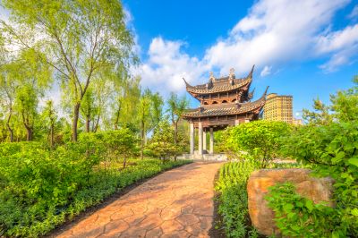 中国亭园的夏日风景2