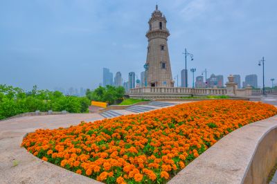 烟雨群力外滩江畔风景