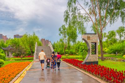 雨中的中国亭园