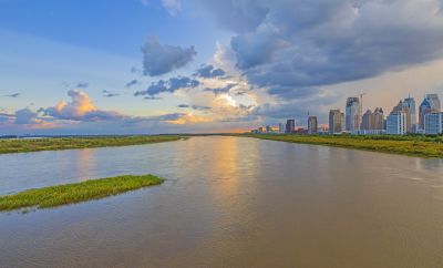阳明滩湿地晚霞