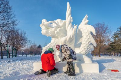 第九届黑龙江省大学生雪雕比赛完美收官