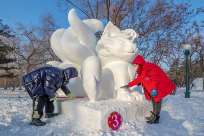第九届黑龙江省大学生雪雕比赛完美收官