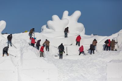 哈尔滨太阳岛巨型雪雕制作中