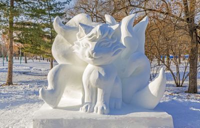 建设中的太阳岛雪博会