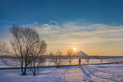 大剧院湿地雪后朝霞
