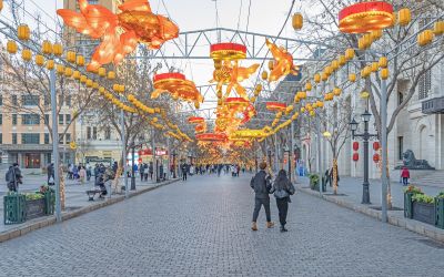 初春中央大街游人