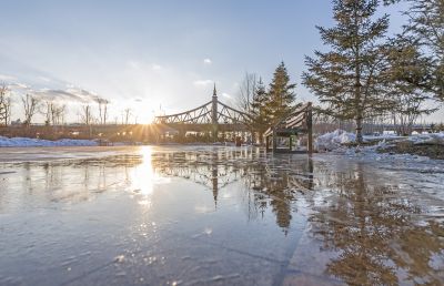 初春外滩湿地冰雪消融