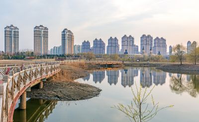 外滩湿地初春暮色