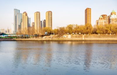 外滩湿地初春暮色