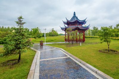 雨中的中国亭园2