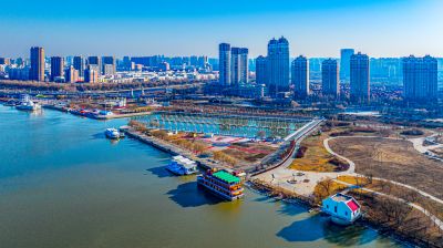 群里外滩湿地水面冰封