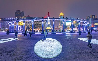 道里区雪后夜色 