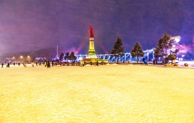 道里区雪后夜色 