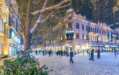 中央大街雪后夜色