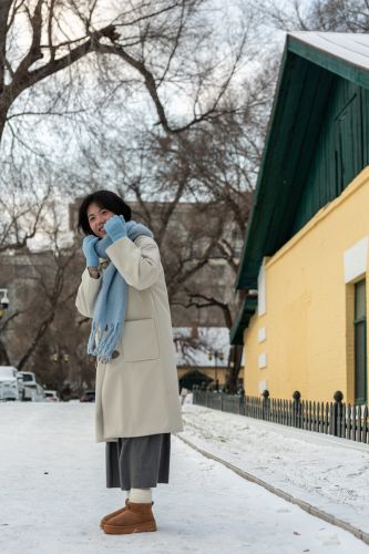 雪后的黄房子