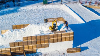 太阳岛雪雕开始制作