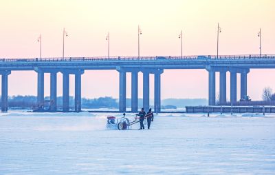 松花江上采冰忙