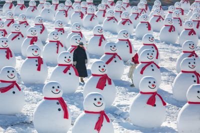 严家岗农场八百雪人迎客来