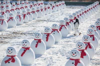 严家岗农场八百雪人迎客来