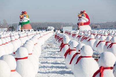 严家岗农场八百雪人迎客来