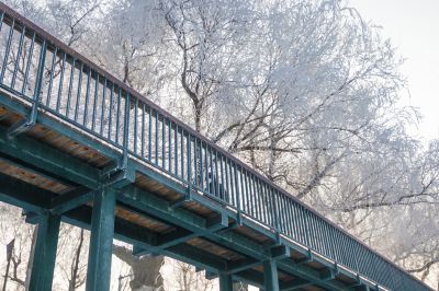 何家沟入江口雾凇图（1月份照片）