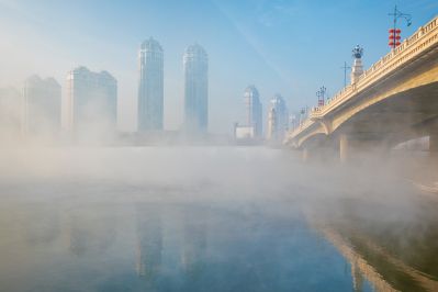 何家沟入江口雾凇图 （1月份照片）