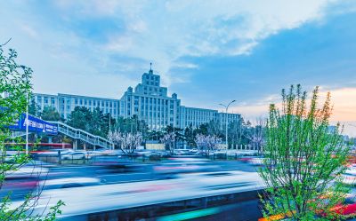 和兴路东北林业大学春日晚霞 晚高峰 （四月）