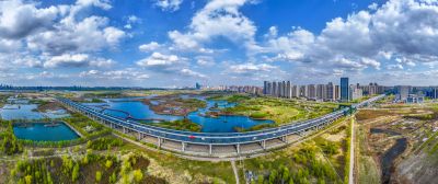 航拍阳明滩湿地