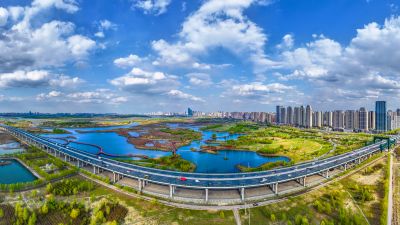 航拍阳明滩湿地
