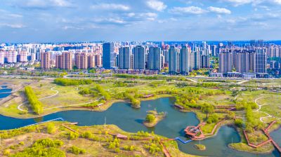 航拍阳明滩湿地